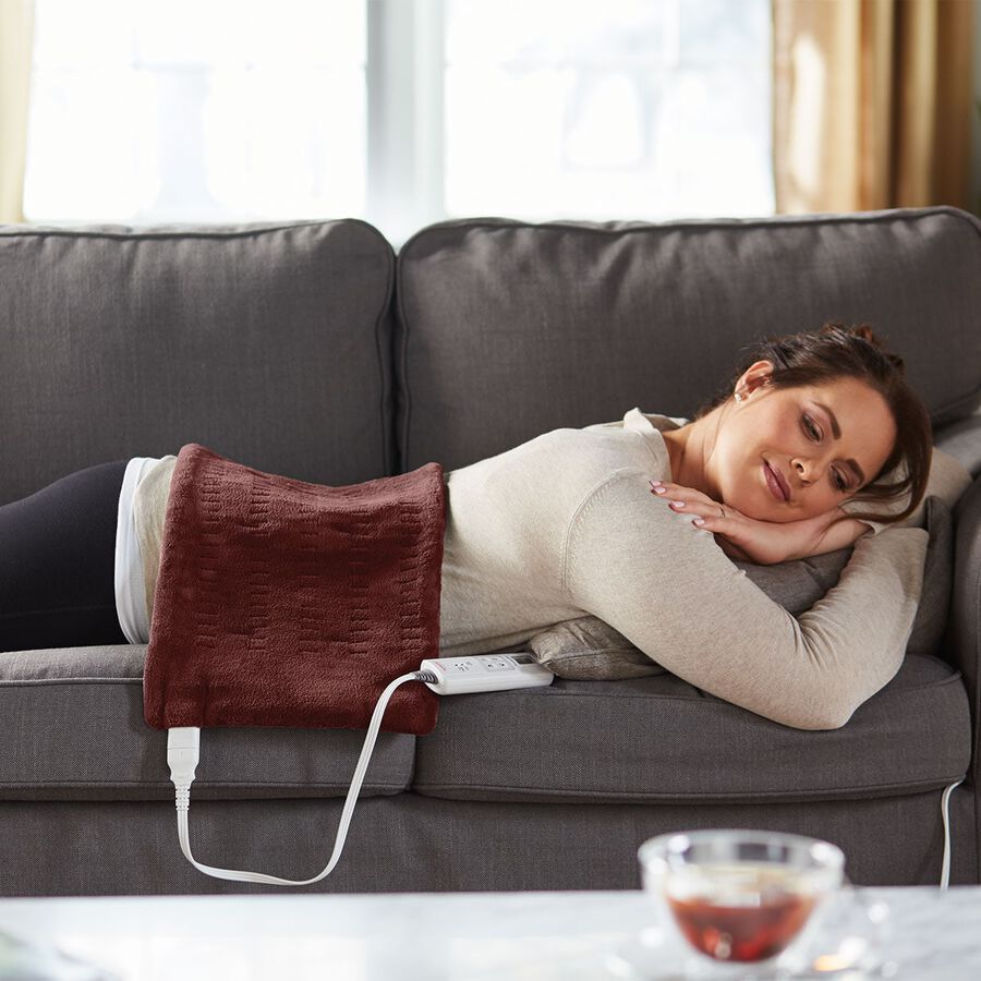Sunbeam XpressHeat, Premium King Size Heating Pad, Burgundy, Microplush